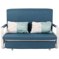 Schlafsofa HHG-525, Schlafcouch Couch Sofa, Schlaffunktion Bettkasten Liegefläche, 130x185cm Stoff/Textil dunkelblau von HHG