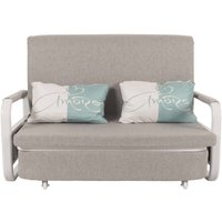 Schlafsofa HHG 525, Schlafcouch Couch Sofa, Schlaffunktion Bettkasten Liegefläche, 130x185cm Stoff/Textil hellgrau von HHG