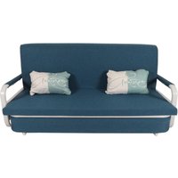 Schlafsofa HHG 530, Schlafcouch Couch Sofa, Schlaffunktion Bettkasten Liegefläche, 190x185cm Stoff/Textil dunkelblau von HHG