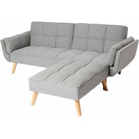 Schlafsofa HHG 546 mit Ottomane, Couch Sofa Gästebett, Schlaffunktion 218x175cm Stoff/Textil hellgrau Schlafsofa HHG 546 mit Ottomane, Couch Sofa Gästebett, Schlaffunktion 218x175cm Stoff/Textil hellgrau von HHG