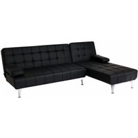 Schlafsofa HHG 729, Couch Ecksofa Sofa, Liegefläche links/rechts Schlaffunktion 236cm Kunstleder schwarz - black von HHG