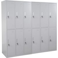 Schließfach Preston T829, Schließfachschrank Wertfachschrank Spind, Metall 12 Fächer grau - grey von HHG