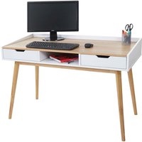 HHG - Schreibtisch 141, Computertisch Bürotisch, 120x55cm mdf Esche-Optik - white von HHG