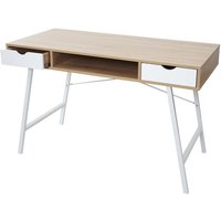 Schreibtisch HHG-165, Bürotisch Computertisch, 3D-Struktur 120x60cm naturbraun weiß - brown von HHG