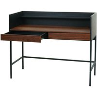 Schreibtisch HHG 234, Bürotisch Computertisch Arbeitstisch, Schublade 120x50cm Holz Metall Walnuss-Optik - brown von HHG