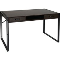 Schreibtisch HHG-594, Bürotisch Computertisch, 122x70cm 3D-Struktur dunkelbraun - brown von HHG