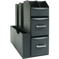 Schreibtisch Organizer HHG 762, Büroablage Stiftehalter Aufbewahrungsbox mit 2 Schubladen und 7 Fächern, 29x14x33cm - black von HHG