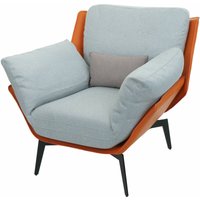 Sessel HHG-738, Lounge-Sessel Cocktailsessel Polstersessel Relaxsessel, Kunstleder Stoff/Textil Metall terrakotta - orange von HHG