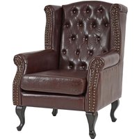 HHG - Sessel Relaxsessel Clubsessel Ohrensessel Chesterfield Oxford, Kunstleder antik-braun ohne Ottomane von HHG