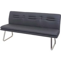 HHG - Sitzbank 911, Esszimmerbank Bank Polsterbank, Rückenlehne Stoff/Textil Edelstahl gebürstet grau 180cm von HHG