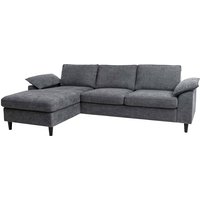 Sofa-Garnitur HHG 198, Couch Sofa Ecksofa L-Form, Liegefläche links/rechts, Stoff/Textil Holz 84x229x140cm dunkelgrau von HHG