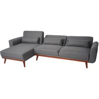 Sofa HHG 481, Couch Ecksofa, L-Form 3-Sitzer Liegefläche Schlaffunktion Stoff/Textil 280cm anthrazit-grau - grey von HHG