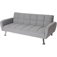 Sofa HHG 552, Couch Schlafsofa Gästebett Bettsofa Klappsofa, Nosagfederung Schlaffunktion 203cm Stoff/Textil hellgrau - grey von HHG