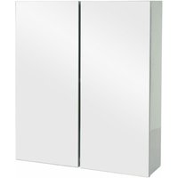 Spiegelschrank HHG 807b, Badschrank Hängeschrank, 2 Regalböden hochglanz MVG-zertifiziert 70x60x16cm grau - grey von HHG