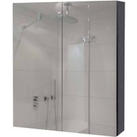 Spiegelschrank HHG 807b, Badschrank Hängeschrank, 2 Regalböden hochglanz MVG-zertifiziert 70x60x16cm schwarz Spiegelschrank HHG 807b, Badschrank Hängeschrank, 2 Regalböden hochglanz MVG-zertifiziert 70x60x16cm schwarz von HHG