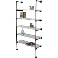 Standregal HHG-451, Wohnregal Bücherregal Ablageregal, Industriedesign Holz Metall, 165x80x28cm weiß - white von HHG