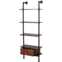 Standregal HHG 592, Wohnregal Bücherregal Ablageregal, Industriedesign Metall 175x60x30cm - brown von HHG