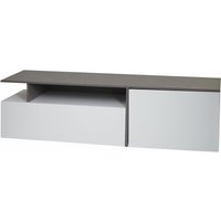 HHG - TV-Rack 638, Lowboard Fernsehtisch Sideboard TV-Schrank Kommode, Holz 45x161x40cm Staufach, Beton-Optik weiß - multicolour von HHG