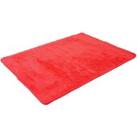 Teppich HHG 274, Shaggy Läufer Hochflor Langflor, Stoff/Textil flauschig weich 200x140cm rot - red von HHG