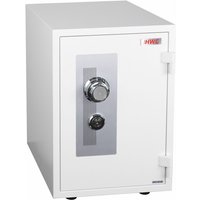 HHG - Tresor 399, feuerfest (60min) Safe Geldschrank Doppelbolzenverriegelung, 44kg Metall 52x36x39cm 20L weiß - white von HHG