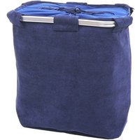 Wäschesammler HHG-242, Laundry Wäschebox Wäschekorb Wäschebehälter mit Netz, 2 Fächer 56x49x30cm 82l cord blau - blue von HHG