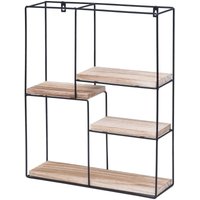 Wandregal HHG 616, Hängeregal Schweberegal Regal, 4 Regalböden Metall Massiv-Holz Industrial 51x40x11cm natur - beige von HHG