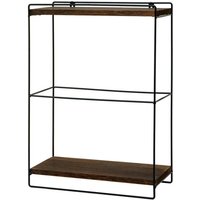 Wandregal HHG 620, Hängeregal Regal Küchenregal, Massiv-Holz Metall Industrial 2 Regalböden 50x35x17cm dunkelbraun - brown von HHG