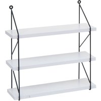 HHG - Wandregal 627, Hängeregal Schweberegal Regal, 3 Regalböden Metall Massiv-Holz Industrial 40x40x13cm weiß - white von HHG