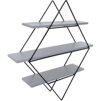 Wandregal HHG 842, Hängeregal Regal, Industriedesign Echtholz 60x55x12cm grau-blau Wandregal HHG 842, Hängeregal Regal, Industriedesign Echtholz 60x55x12cm grau-blau von HHG