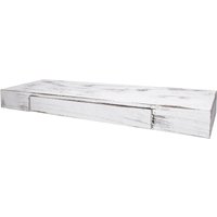 HHG - Wandregal 922, Schweberegal Wandboard Hängeregal Regal, Schublade Massiv-Holz 8x80x25cm weiß, shabby - white von HHG