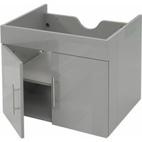 HHG - Waschbeckenunterschrank 236, Waschtischunterschrank Waschtisch Unterschrank Badmöbel, mvg hochglanz 60cm grau - grey von HHG