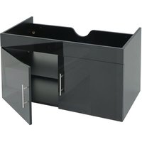 Waschbeckenunterschrank HHG 242, Waschtischunterschrank Waschtisch Unterschrank Badmöbel, mvg hochglanz 90cm schwarz von HHG
