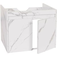 Waschbeckenunterschrank HHG-632, Badezimmer Waschtisch Unterschrank, MVG Melamin 2 Türen 48x59x46cm Marmor-Optik weiß - white von HHG