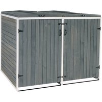 Xl 2er-/4er-Mülltonnenverkleidung HHG 651, Mülltonnenbox, erweiterbar 126x158x98cm Holz mvg grau-weiß - grey von HHG