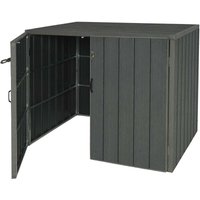 XL 2er-/4er-WPC-Mülltonnenverkleidung HHG-032, Premium Mülltonnenbox, Metall Holzoptik, erweiterbar grau - grey von HHG