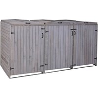 Xl 3er-/6er-Mülltonnenverkleidung HHG 981, Mülltonnenbox, erweiterbar 126x238x98cm Holz mvg anthrazit-grau - grey von HHG