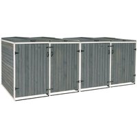 Xl 4er-/8er-Mülltonnenverkleidung HHG 651, Mülltonnenbox, erweiterbar 126x316x98cm Holz mvg grau-weiß - grey von HHG