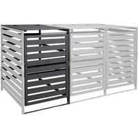 HHG - xl 1er-/2er-Mülltonnenverkleidung Erweiterung 714, Mülltonnenbox, 114x67x97cm Massiv-Holz anthrazit von HHG