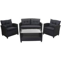 Xxl Poly-Rattan Garnitur HHG 089, Balkon-/Garten-/Lounge-Set Sitzgruppe, Sofa Sessel mit Kissen Spun Poly anthrazit - black von HHG