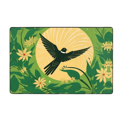HHGFASD Flanell-Teppich mit Flying Bird-Muster, 152,4 x 99,1 cm, Bodenmatte für Wohnzimmer, Büro, Couchtisch, Bett, Balkon von HHGFASD