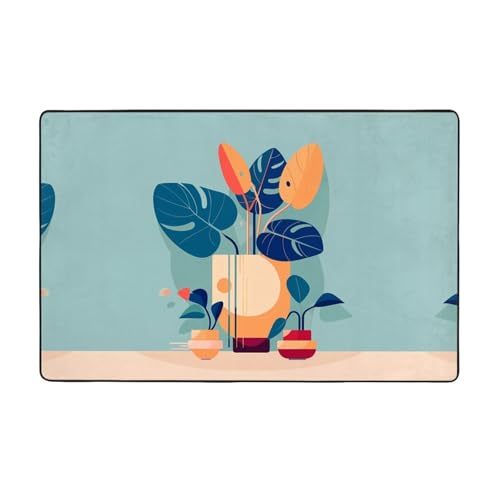 HHGFASD Flanell-Teppich mit Schildkrötenmuster, Bambus-Muster, 152,4 x 99,1 cm, Bodenmatte für Wohnzimmer, Büro, Couchtisch, Bett, Balkon von HHGFASD