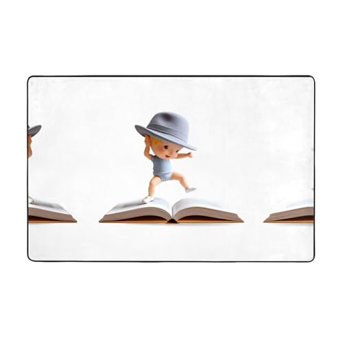 HHGFASD Flanellstoff-Teppich "The Boy in the Book", 152,4 x 99,1 cm, Bodenmatte für Wohnzimmer, Büro, Couchtisch, Bett, Balkon von HHGFASD