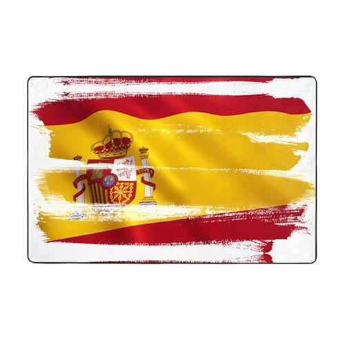 HHGFASD Flanellstoff-Teppich mit Spanien-Flaggenmuster, 152,4 x 99,1 cm, Bodenmatte für Wohnzimmer, Büro, Couchtisch, Bett, Balkon von HHGFASD
