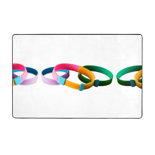HHGFASD Flanellstoff-Teppich mit drei bunten Armbändern, 152,4 x 99,1 cm, Bodenmatte für Wohnzimmer, Büro, Couchtisch, Bett, Balkon von HHGFASD