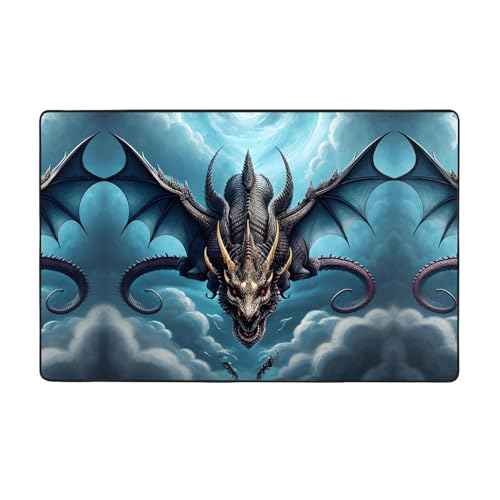 HHGFASD Flanellstoff-Teppich mit fliegendem Drachenmuster, 152,4 x 99,1 cm, Bodenmatte für Wohnzimmer, Büro, Couchtisch, Bett, Balkon von HHGFASD