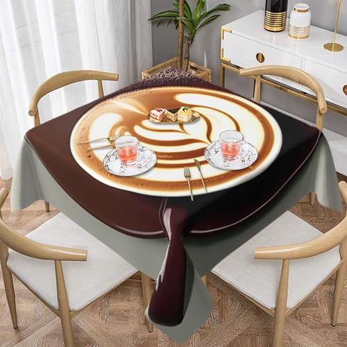 HHGFASD Quadratische Tischdecke, Motiv: Coffee Latte Art, 152,4 x 152,4 cm, wasserdicht, knitterfrei, wiederverwendbar, für Cafés, Buffet, Picknicks, Hochzeiten, Partys HHGFASD Quadratische Tischdecke, Motiv: Coffee Latte Art, 152,4 x 152,4 cm, wasserdicht, knitterfrei, wiederverwendbar, für Cafés, Buffet, Picknicks, Hochzeiten, Partys von HHGFASD
