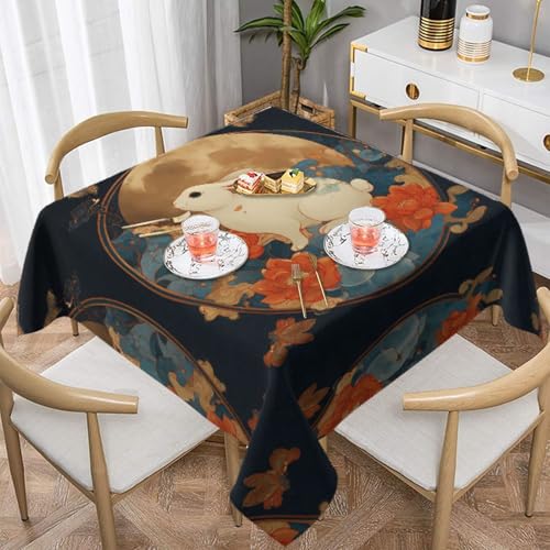 HHGFASD Quadratische Tischdecke, Motiv: Hase hinter dem Bildschirm, 137,2 x 137,2 cm, wasserdicht, knitterfrei, wiederverwendbar, für Cafés, Buffet, Picknicks, Hochzeiten, Partys HHGFASD Quadratische Tischdecke, Motiv: Hase hinter dem Bildschirm, 137,2 x 137,2 cm, wasserdicht, knitterfrei, wiederverwendbar, für Cafés, Buffet, Picknicks, Hochzeiten, Partys von HHGFASD