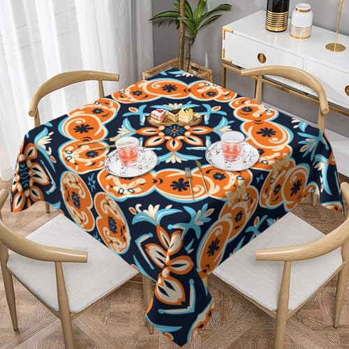 HHGFASD Quadratische Tischdecke, symmetrisches Blumenmuster, 152,4 x 152,4 cm, wasserdicht, knitterfrei, wiederverwendbar, für Cafés, Buffet, Picknicks, Hochzeiten, Partys HHGFASD Quadratische Tischdecke, symmetrisches Blumenmuster, 152,4 x 152,4 cm, wasserdicht, knitterfrei, wiederverwendbar, für Cafés, Buffet, Picknicks, Hochzeiten, Partys von HHGFASD