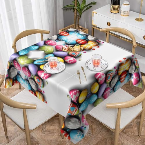 HHGFASD Quadratische Tischdecke mit Ostereiern, dekorativ, 137,2 x 137,2 cm, wasserdicht, knitterfrei, wiederverwendbar, für Cafés, Buffet, Picknicks, Hochzeiten, Partys HHGFASD Quadratische Tischdecke mit Ostereiern, dekorativ, 137,2 x 137,2 cm, wasserdicht, knitterfrei, wiederverwendbar, für Cafés, Buffet, Picknicks, Hochzeiten, Partys von HHGFASD