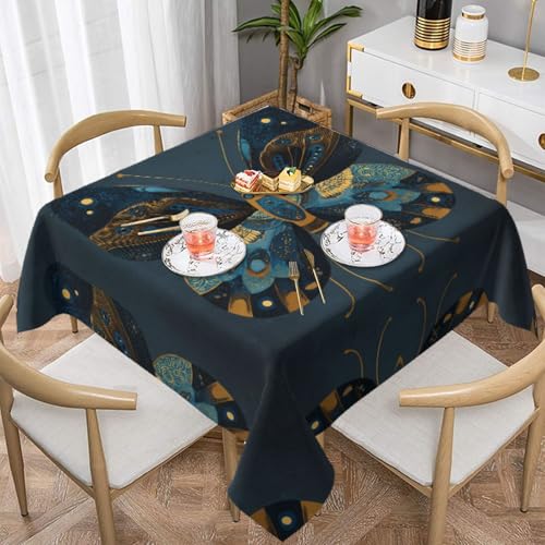 HHGFASD Quadratische Tischdecke mit Retro-Blumen- und Schmetterlingsmuster, 137,2 x 137,2 cm, wasserdicht, knitterfrei, wiederverwendbar, für Cafés, Buffet, Picknicks, Hochzeiten, Partys HHGFASD Quadratische Tischdecke mit Retro-Blumen- und Schmetterlingsmuster, 137,2 x 137,2 cm, wasserdicht, knitterfrei, wiederverwendbar, für Cafés, Buffet, Picknicks, Hochzeiten, Partys von HHGFASD